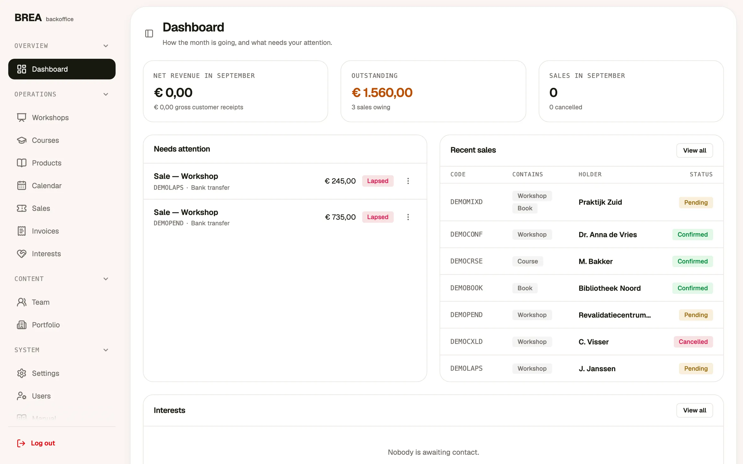 The dashboard